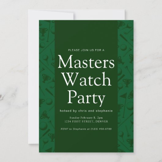 Master Golf Watch Party Uitnodigen Kaart (Voorkant)