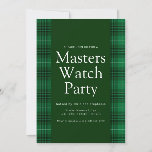 Master Golf Watch Party Uitnodigen Kaart (Voorkant)