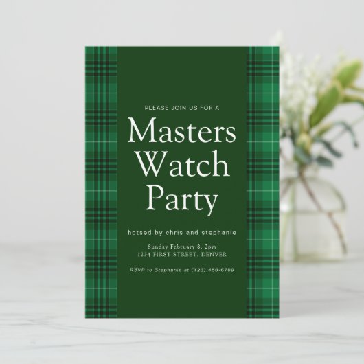 Master Golf Watch Party Uitnodigen Kaart (Staand voorkant)