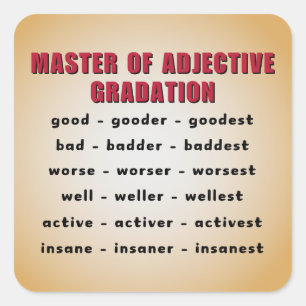 Master in adjectieve gradatie vierkante sticker