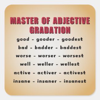 Master in adjectieve gradatie vierkante sticker