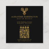 Master Kapper Gouden Herten Kapperzaak Qr Code Vierkante Visitekaartje (Achterkant)
