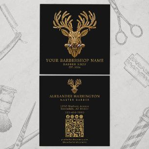 Master Kapper Gouden Herten Kapperzaak Qr Code Vierkante Visitekaartje