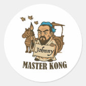 Master Kong Writes Johnny – Ancient Wisdom, Modern Ronde Sticker (Voorkant)
