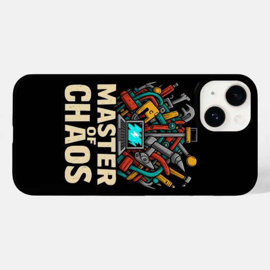 Master of Chaos – Bold Tool Art iPhone 14 Case (Achterkant (horizontaal))