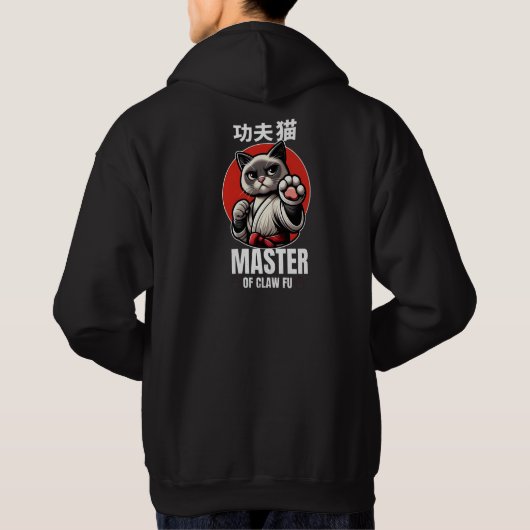 Master of Clawfu - Kungfu Cat Design Hoodie (Achterkant)
