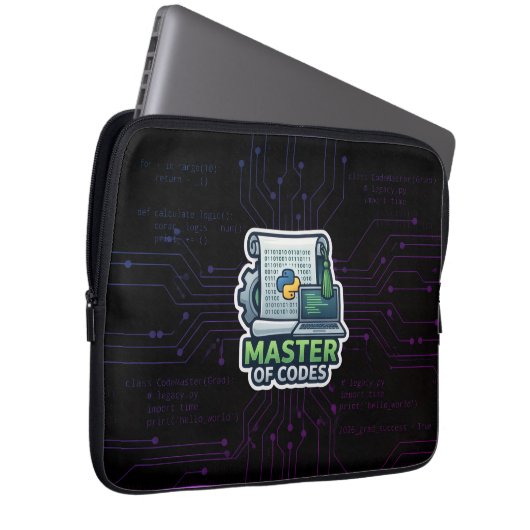 Master of Codes Developer Laptop Sleeve - Python (Voorkant Rechts)