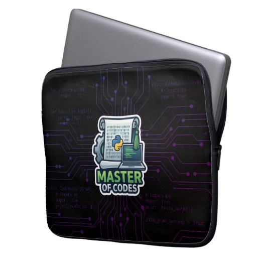 Master of Codes Developer Laptop Sleeve - Python (Voorkant Links)