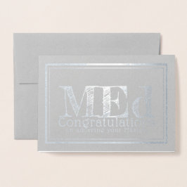 Master of Education graad zilveren felicitaties Folie Kaarten