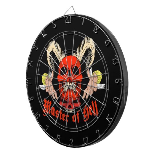 Master of Hell Gothic Skull and Cherubs Design Dartbord (Voorkant Rechts)
