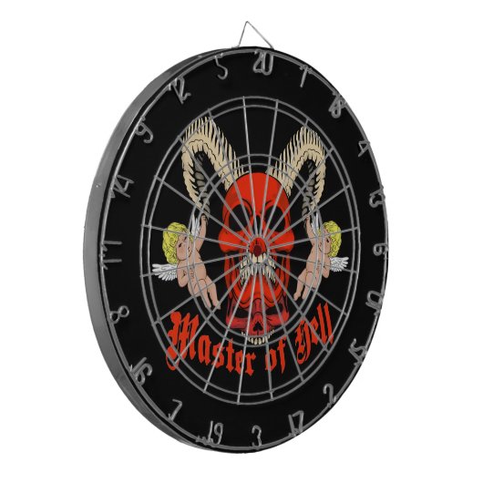 Master of Hell Gothic Skull and Cherubs Design Dartbord (Voorkant Links)