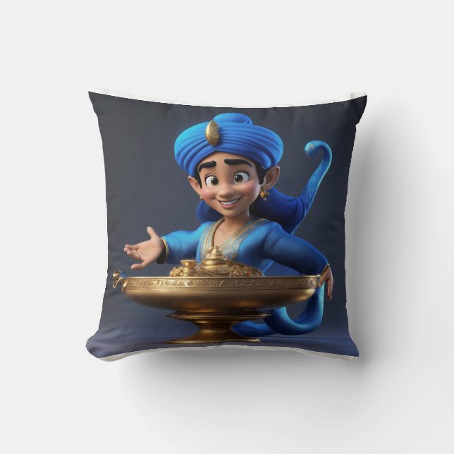 Master Of Magic - 3D-Cartoon Genie Ontwerp Kussen (Voorkant)