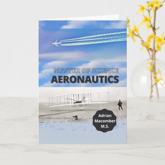 Master of Science in de luchtvaart gefeliciteerd Kaart (Gele Bloem)