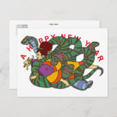 Master of Snake Newyears card Briefkaart (Voorkant / Achterkant)