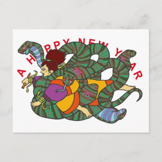 Master of Snake Newyears card Briefkaart (Voorkant)