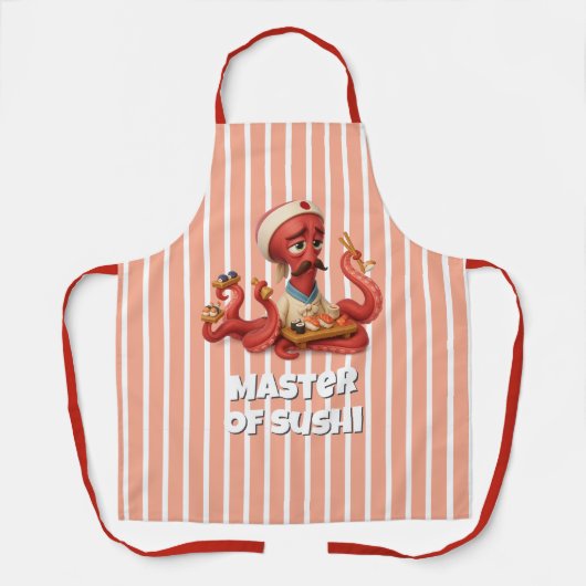 Master Of Sushi - Grappige Cartoon Octopus Chef Schort (Voorkant)