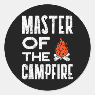 Master Of The Kampvuur Kampeer Papa Camping T-shir Ronde Sticker