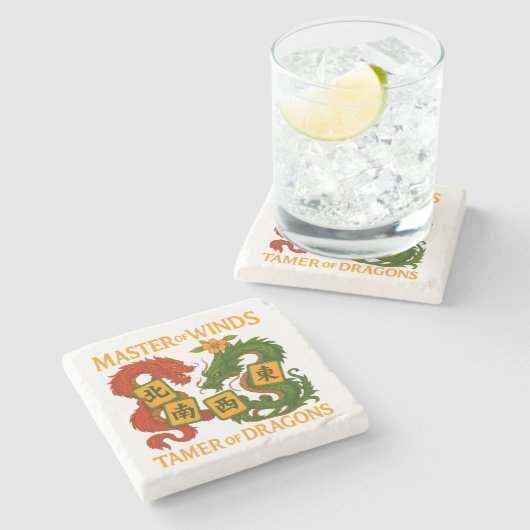 Master of Winds-Tamer of Dragons Mahjong Coasters Stenen Onderzetter (Zijkant)