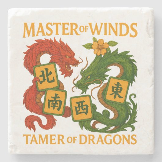 Master of Winds-Tamer of Dragons Mahjong Coasters Stenen Onderzetter (Voorkant)
