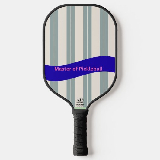 Master Pickleball Paddle – Blauwe Golf Streep (Voorkant)