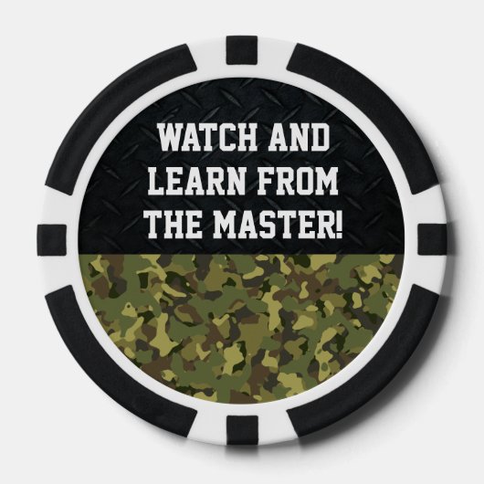 Master Poker Speler Camo Zwart Cool Grappig Poker Chips (Voorkant)