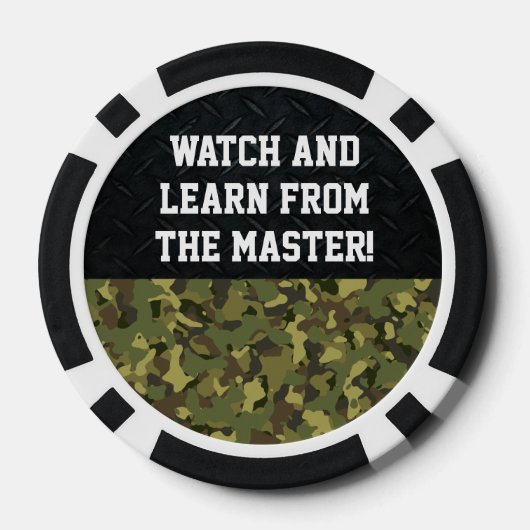 Master Poker Speler Camo Zwart Cool Grappig Poker Chips (Achterkant)