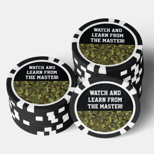 Master Poker Speler Camo Zwart Cool Grappig Poker Chips (Opstapeling)