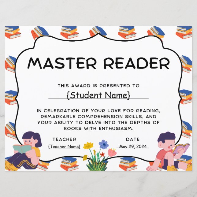 Master Reader Student Recognition Award (Voorkant)
