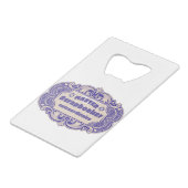 "Master Scrapbooker Extraordinaire" Creditkaart Flessenopener (Achterkant Gekanteld)