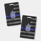 Master Sergeant Thin Blue Line Distressed Flag Badge (Voor- en achterkant)