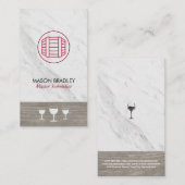 Master Sommelier Wine Barrel Marble Wood Trim Visitekaartje (Voorkant / Achterkant)