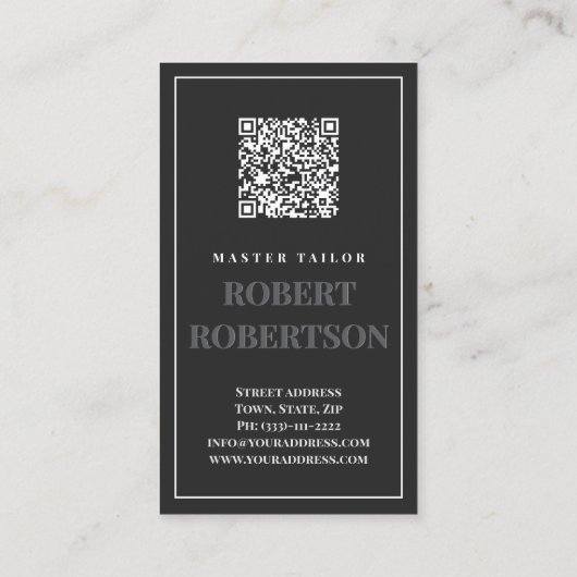 Master Tailor Classic Black Tuxedo Boutique Visitekaartje (Achterkant)