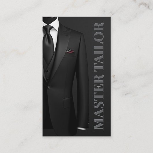 Master Tailor Classic Black Tuxedo Boutique Visitekaartje (Voorkant)
