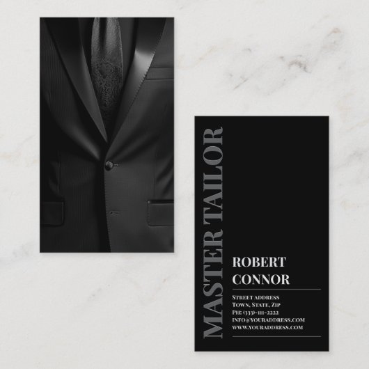 Master Tailor Classic Black Tuxedo Boutique Visitekaartje (Voorkant / Achterkant)