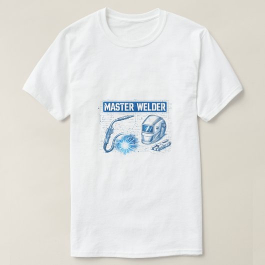 Master Welder Blueprint Technical Schematic Art T-shirt (Design voorkant)