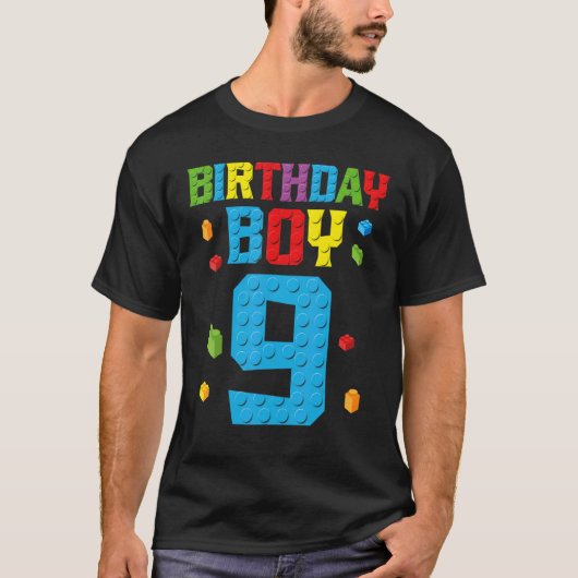 Masterbouwer 9de verjaardag Jongen Negen 9 jaar Bo T-shirt (Voorkant)
