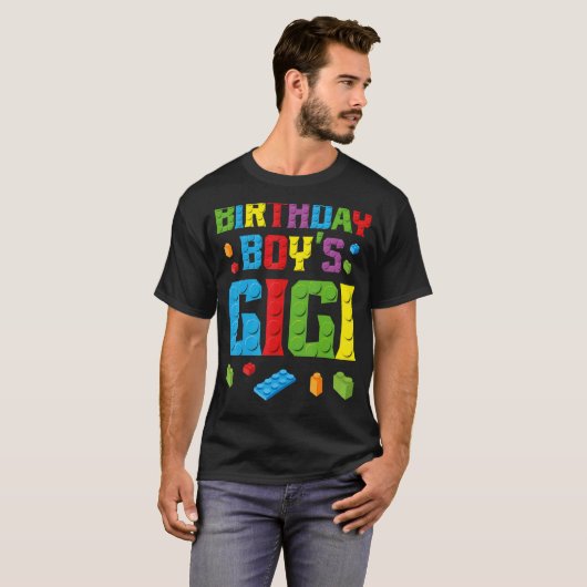 Masterbouwer Birthday Boy's Gigi Building Bricks T-shirt (Voorkant volledig)