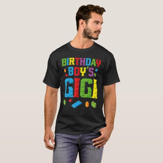 Masterbouwer Birthday Boy's Gigi Building Bricks T-shirt (Voorkant volledig)