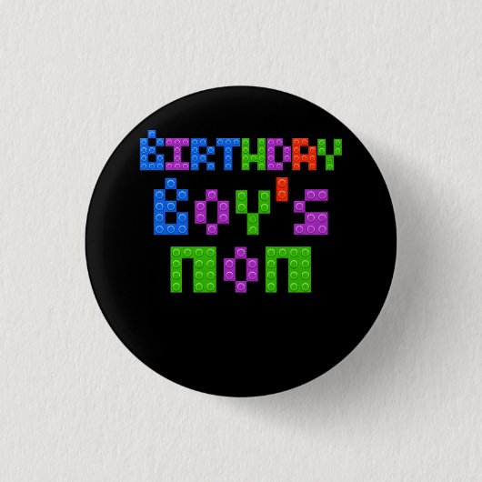 Masterbouwer Birthday Boy's mam Building Bricks Ronde Button 3,2 Cm (Voorkant)