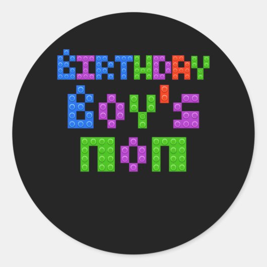 Masterbouwer Birthday Boy's mam Building Bricks Ronde Sticker (Voorkant)