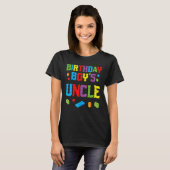 Masterbouwer Birthday Boy's oom Building Brick T-shirt (Voorkant volledig)
