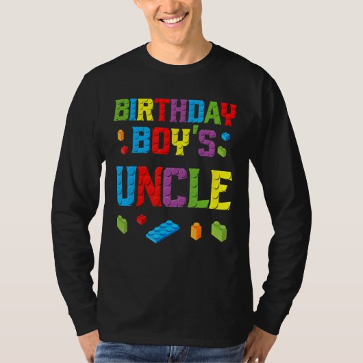 Masterbouwer Birthday Boy's oom Building Brick T-shirt (Voorkant)