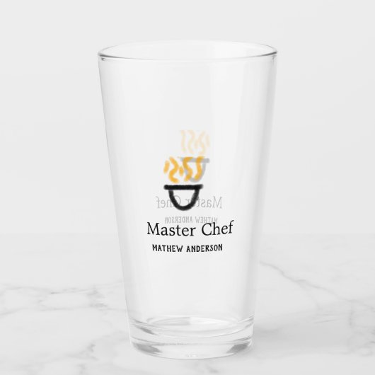 Masterchef voeg naam toe zwarte pan gele rook glas (Voorkant)