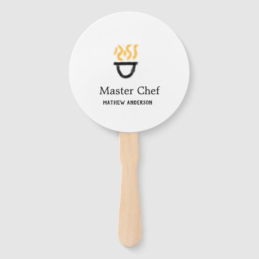 Masterchef voeg naam toe zwarte pan gele rook handwaaier (Voorkant)