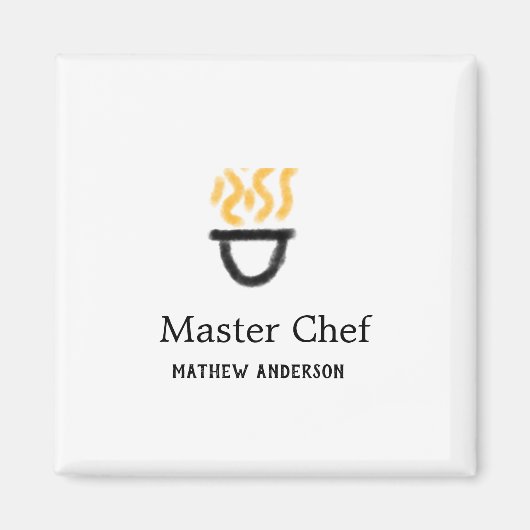 Masterchef voeg naam toe zwarte pan gele rook magneet (Voorkant)
