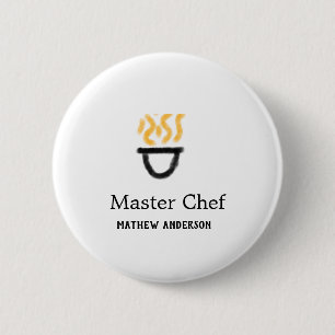 Masterchef voeg naam toe zwarte pan gele rook ronde button 5,7 cm