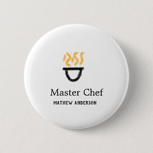 Masterchef voeg naam toe zwarte pan gele rook ronde button 5,7 cm (Voorkant)