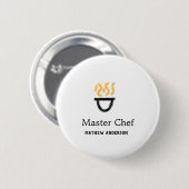 Masterchef voeg naam toe zwarte pan gele rook ronde button 5,7 cm (Voorkant /achterkant)