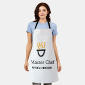 Masterchef voeg naam toe zwarte pan gele rook schort (Gedragen)