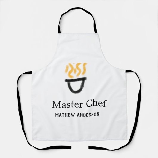 Masterchef voeg naam toe zwarte pan gele rook schort (Voorkant)